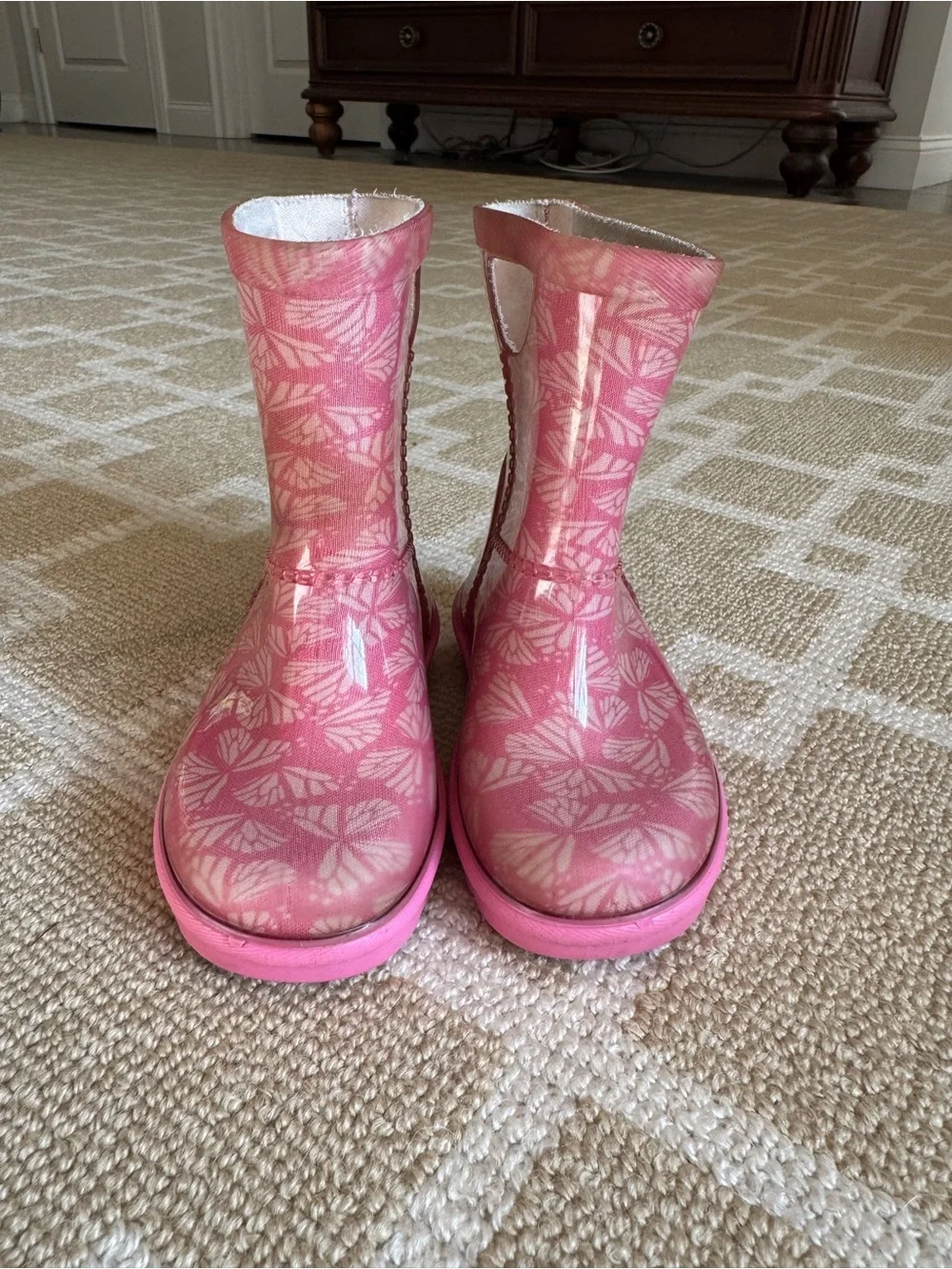 UGG Rahjee Butterflies Waterproof Rain Boots Pink Toddler Girls Size 6